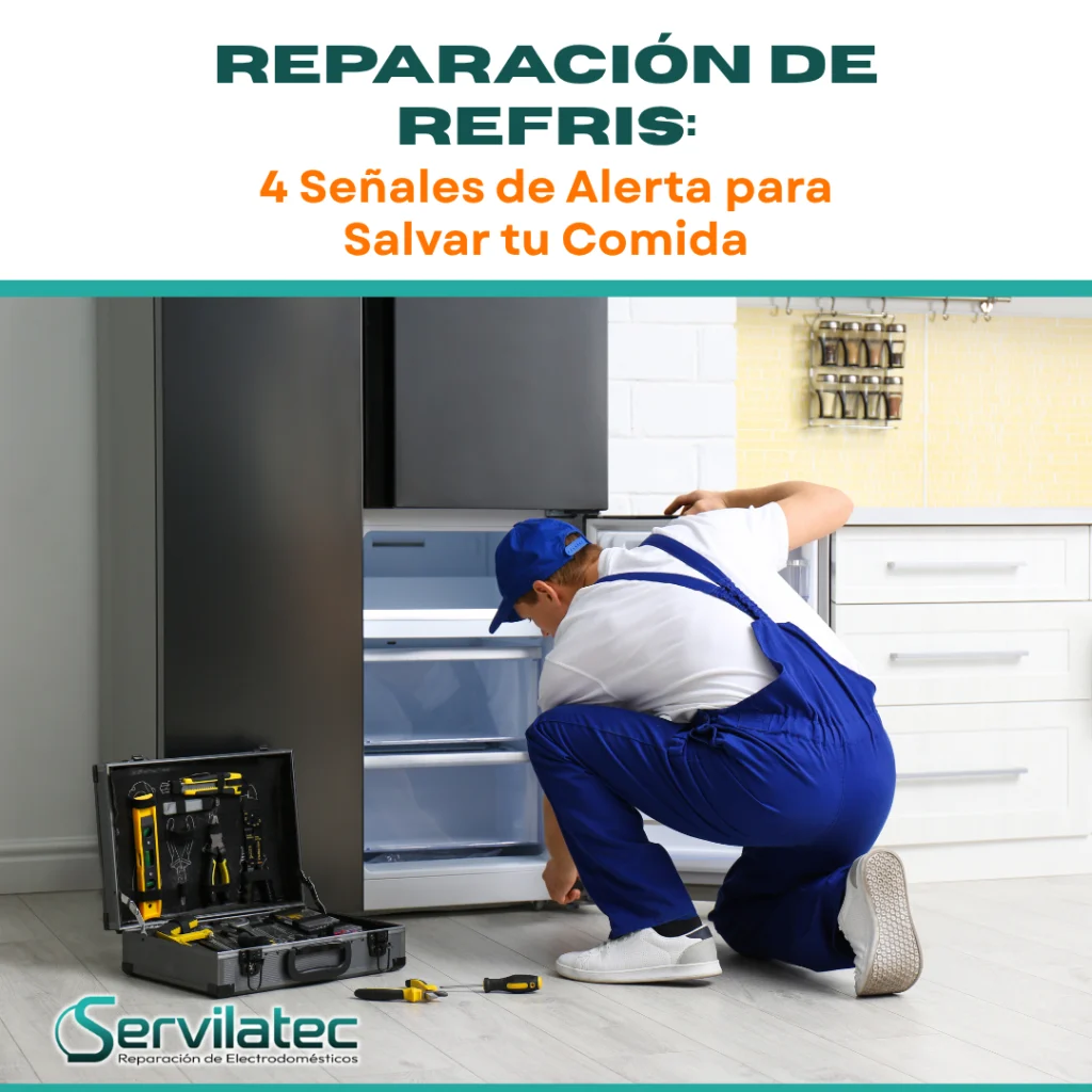 Técnico especializado realizando reparacion de refris a domicilio.
